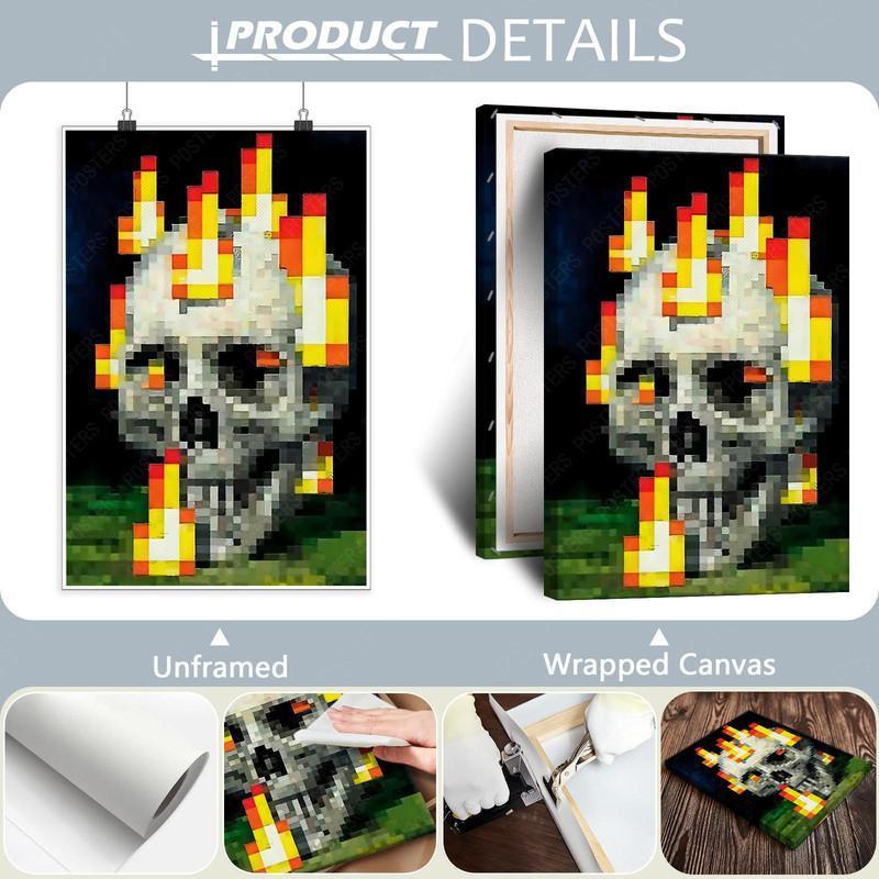 Minecraft Posters Burning Artistic High-Quality Print,Game posters,Anime posters,Vibrant Colors Rustic Charm Stunning Visuals Trendy Funny Wall Art Dorm Room Decor Pixel Art for MC Fans - Decoration Items