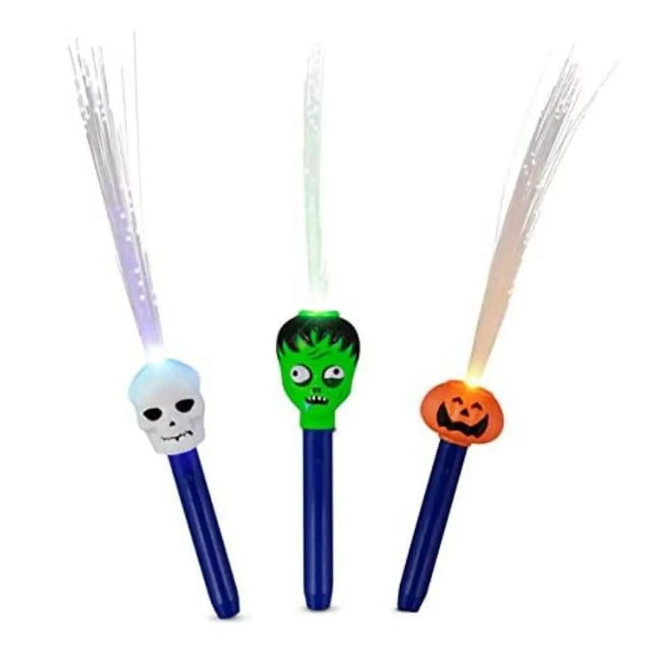 212 MAIN Colorful Plastic Fiber Optic Halloween Wands with Flash Lights - Pack of 12, Unisex Assorted Colors, Party Accessories