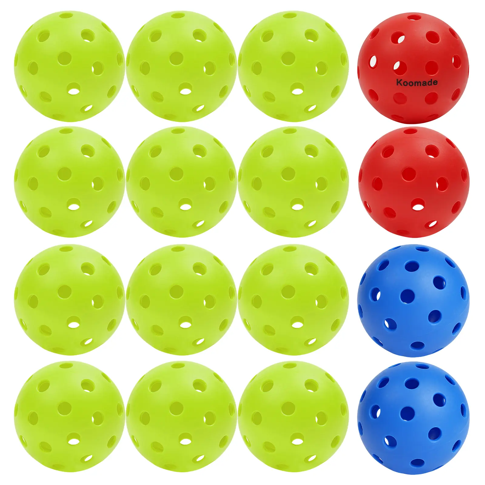 16-Pack Multi-Color Pickleball Balls, Professional-Grade High-Visibility Set for Indoor & Outdoor Play, Durable Crack-Resistant Construction with True Flight