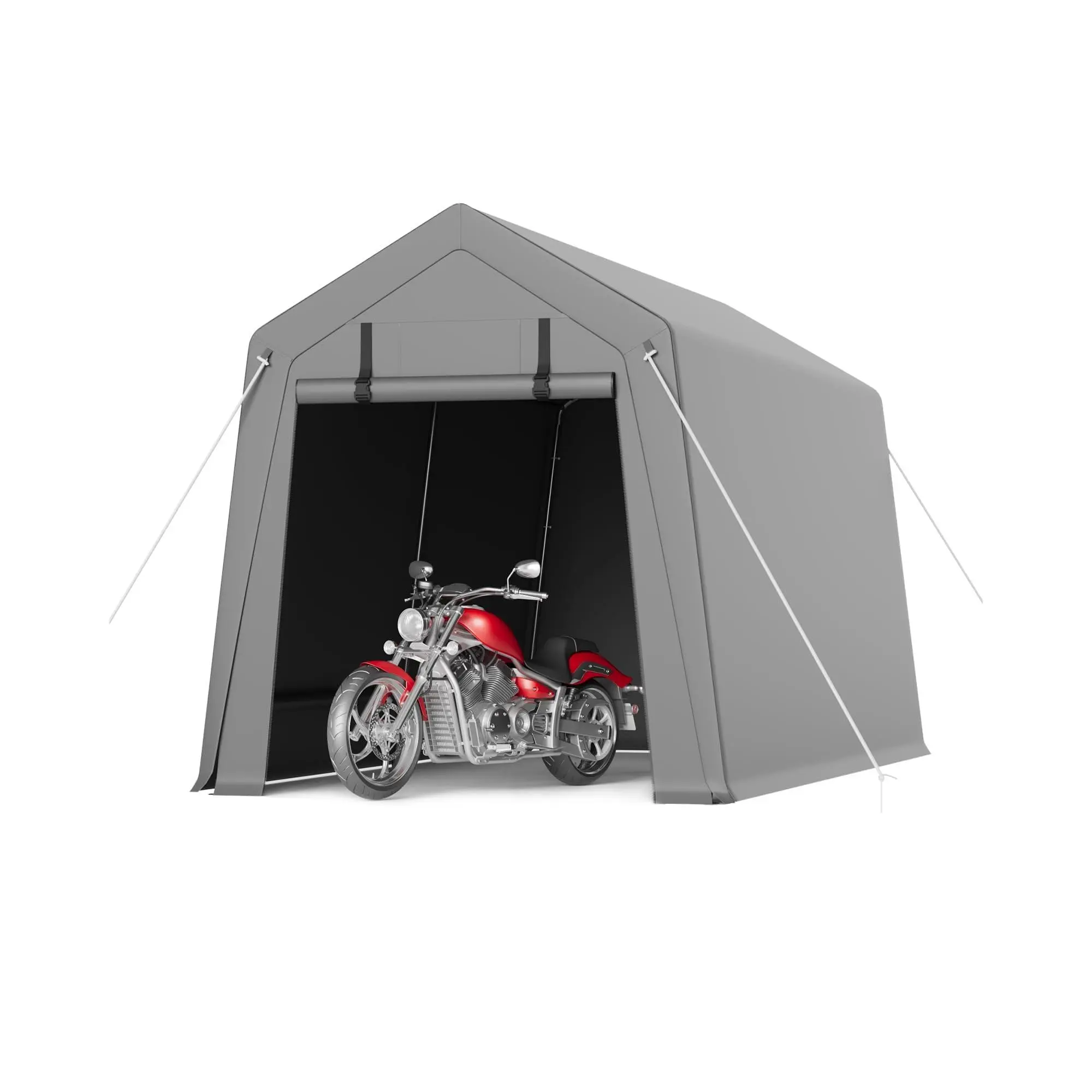 GARVEE 7x15 FT Portable Shed - Easy Setup Storage Shelter Garage with Roll-Up Zipper Door, Heavy-Duty Waterproof Tarp for Motorcycle, Garden Tools