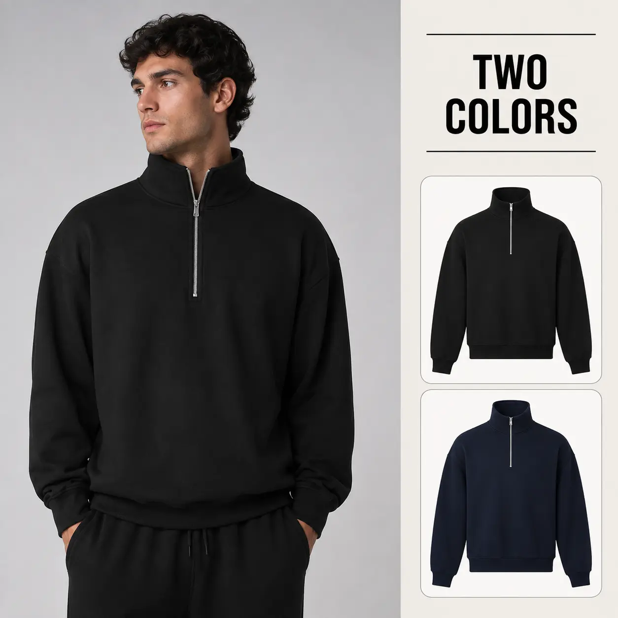 Unisex Sweatshirt, Long Sleeve Stand Collar Half Zip Athletic Top, Oversized Casual Workout Hoodie For Yoga, Running and Everyday Wear