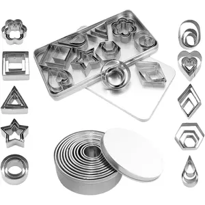 42 count Cookie  Set,30Pcs Shaped and 12 count Round Cookie Cutters,Graduated Circle Pastry Cutters,Mini Stainless Steel Baking Supplies