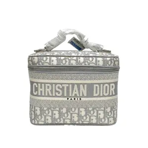 Pre-owned Dior 【Diz】Gray Canvas Sliver Hardware 2020 Diortravel Vanity