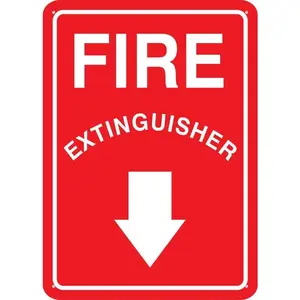 Fire Extinguisher Down Arrow Sign Signs Outdoor, Uv Printed Aluminum 12 X 8 In, Weatherproof And Security Signs For Home Or Business