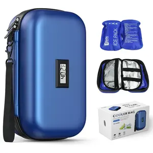 Insulin Cooler Travel Case TSA Approved Medication Cooler with Digital Temp Display 2 Ice Packs for Insulin Travel Case Diabetes Storage 4-6 Pens