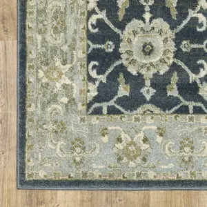 212 MAIN 6 x 9 ft. Teal Blue, Ivory, Green & Gray Oriental Power-Loom Stain-Resistant Rectangular Shape Area Rug (Model 508453)