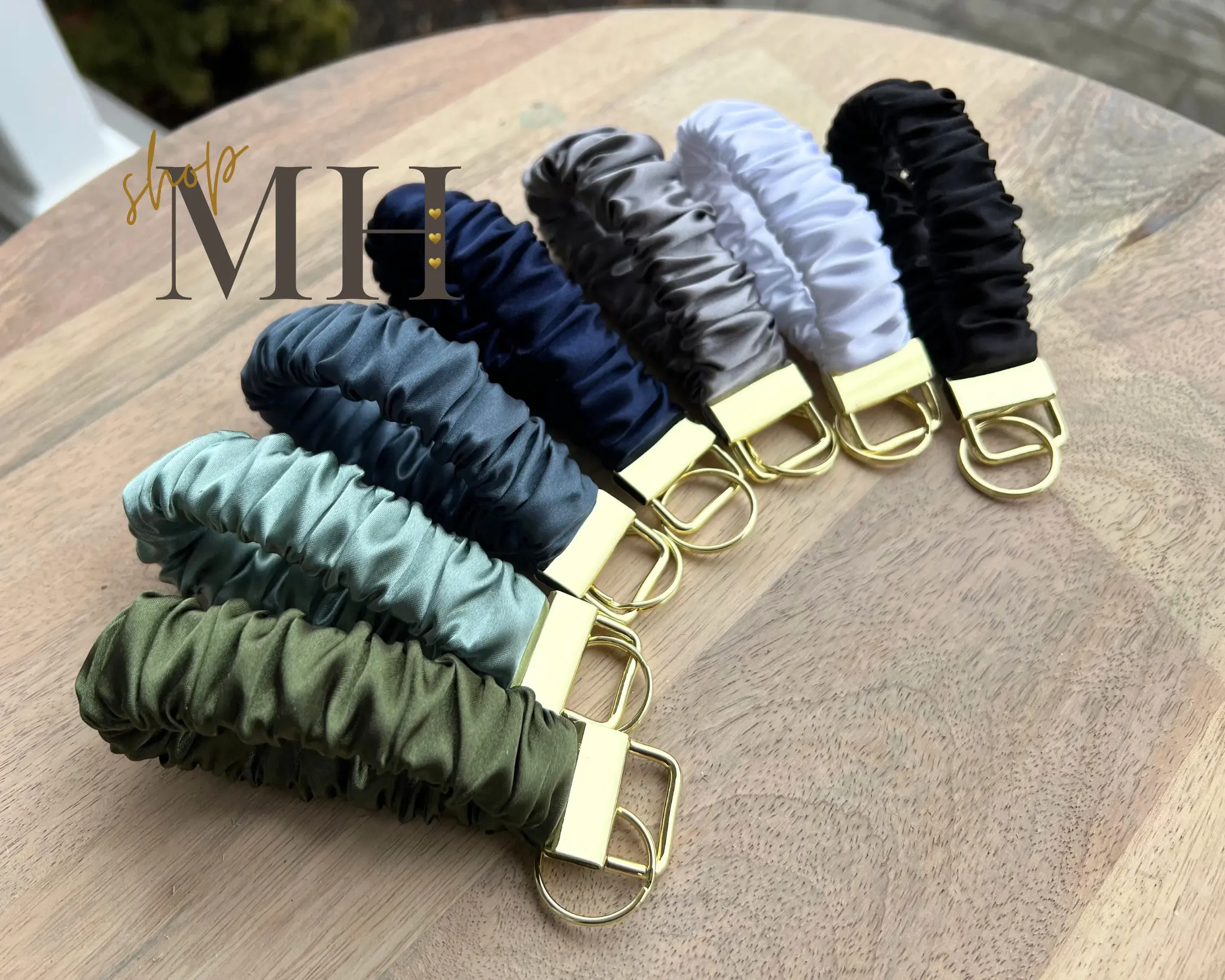 Handmade Satin Scrunchies Keychain wristlet, Key holder, Scrunchies Key Fob, Scrunchies wristlet, Bridesmaid Gift, Blues