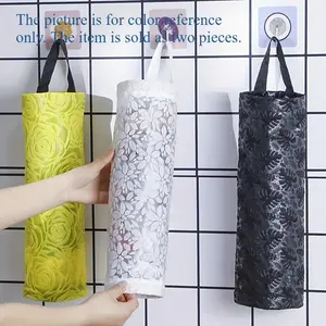 2pcs Mesh Grocery Bag Dispenser, Hanging Plastic Bag Holder Organizer, Foldable and Breathable Garbage Bag Storage for Kitchen