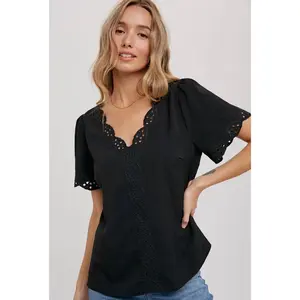 Bluivy Black Eyelet Top