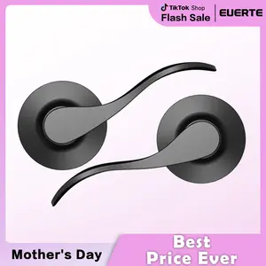 Valentine's Day Gift Passage Lever Door Handle Wave Door Levers Modern Interior Door Handles for Closet Keyless Indoor Door Knobs for Hallway & Closet, Reversible for Left & Right Handed Black & Silver Stainless Steel Security Lock Heavy Duty