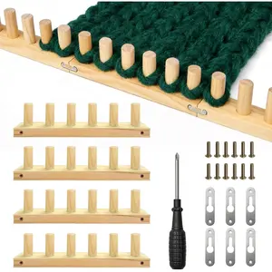 52" Loom for Chunky Blanket, Wooden Hand Knitting Loom for Chunky Yarn, Adjustable Size, No  Required with Assembly Tools