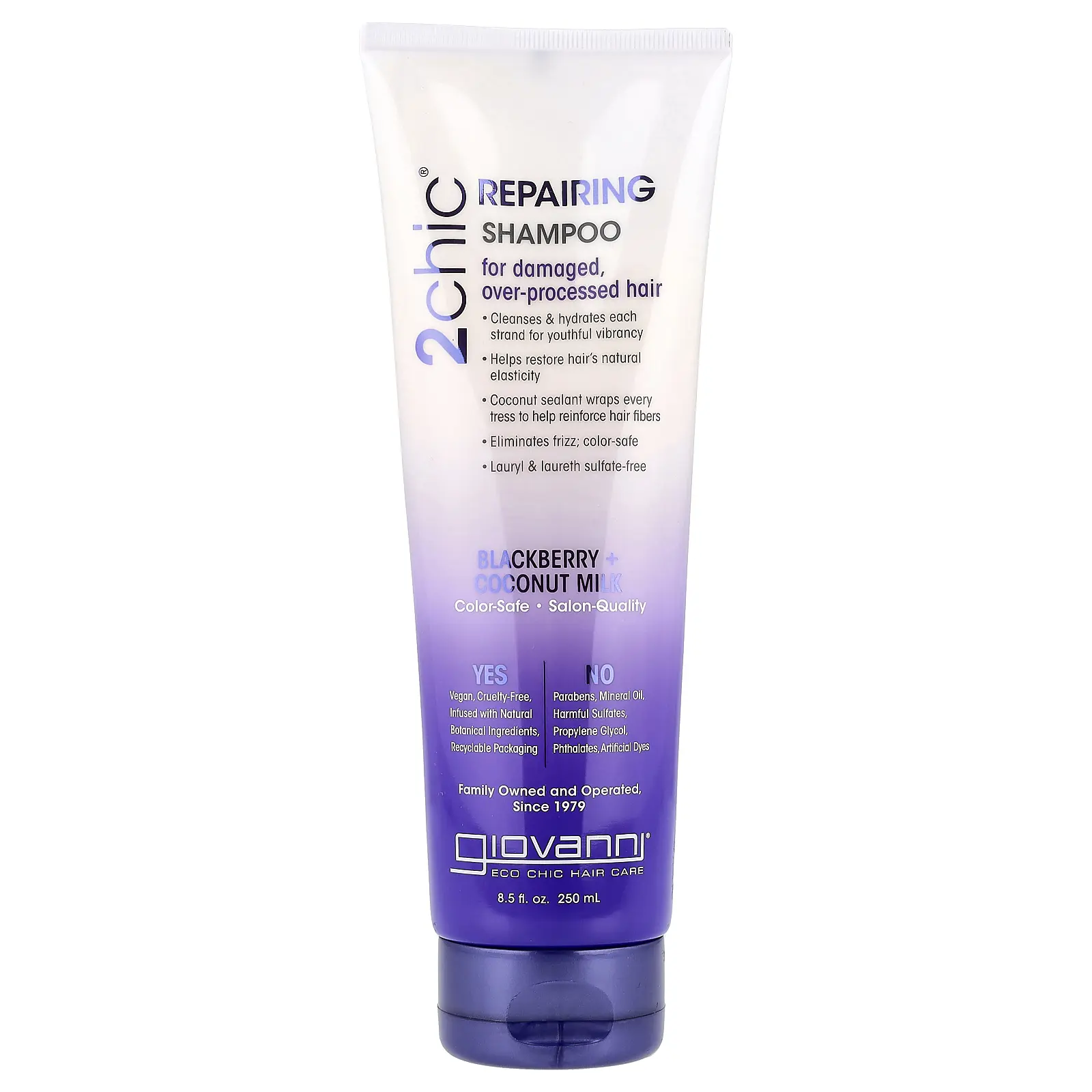 Giovanni 2chic®, Repairing Shampoo, For Damaged, Over-Processed Hair, Blackberry + Coconut Milk, 8.5 fl oz (250 ml)
