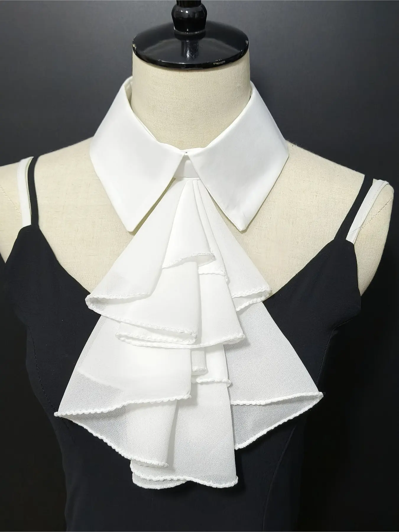 New fashionable white layered collar women's elegant court style multi-layered hanging double sided scarf small false collar pointed collar Fluffy Soft Scarf