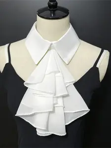 New fashionable white layered collar women's elegant court style multi-layered hanging double sided scarf small false collar pointed collar Fluffy Soft Scarf