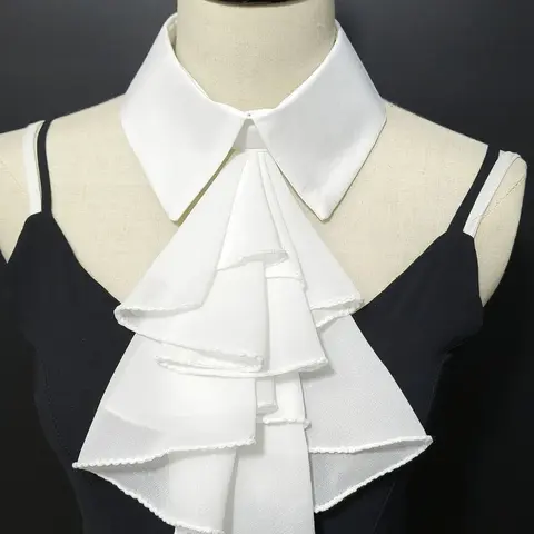 New fashionable white layered collar women's elegant court style multi-layered hanging double sided scarf small false collar pointed collar Fluffy Soft Scarf