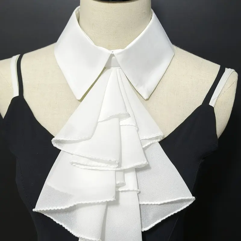 New fashionable white layered collar women's elegant court style multi-layered hanging double sided scarf small false collar pointed collar Fluffy Soft Scarf