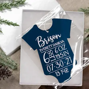 Personalized Birth Stat Christmas Ornament for New Parents - Handmade Acrylic in Various Colors