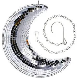 Disco Ball Moon Shape Decoration for Party, Room, , Bar,  Disco Decoration Retro Reflective Disco Ball Light Fashion  Decor (8")