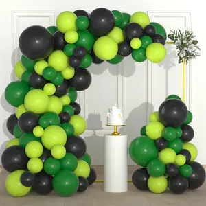Green Black Balloon Garland Arch Kit - Dark Green Balloons Lime Green and Black Balloons for Boy Soccer Football Video Gamer Miner Birthday  Shower Graduation Party Decorations