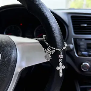 Car Steering Wheel Hanging Ornament, Cross Pendant Car Decor, Unisex Car Interior Decoration, Bag Charm, Unique Creative Gift, Car Interior Accessory, Car Trinkets, Car Accessories, Car Interior Decorative, Car Ornaments