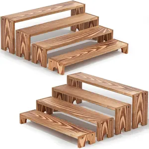14 Inch Large 2 Set Wooden Tiered Riser Display Stands, Stackable Wooden Cupcake Stand Dessert Table Display Set, Tiered Shelf Organizer for Vendor Booth Events