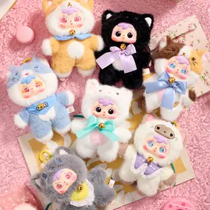 Samuel Blind Box 7.5-inch Plush Figures, Cute Doll, Cat Party Series Collectible Toys, Kawaii Action Figures for Birthday & Holiday Single Box (1 of 7 Styles)