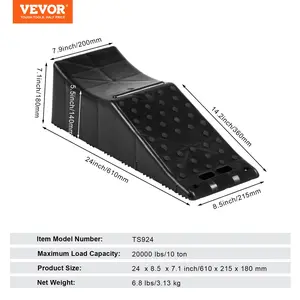 VEVOR single pack Car Service Ramp, TikTokShopBlackFriday, 20000 lbs/10 ton Loading Capacity, 5.5" Lift Car Ramp, Low Profile Plastic Tire Ramp, Heavy Duty Truck Ramp for Oil Changes Wheels, Lift Vehicle Maintenance  VEVOR Super Brand Day