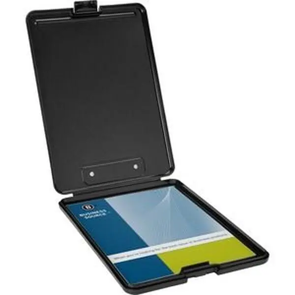 Business Source 212 MAIN Hard Plastic Storage Clipboard with Secure Clip - 9x13 in Letter Size Paperwork Organizer, Office Stationery, Black Office Filing Product