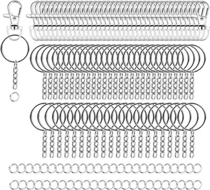 100 count Metal Keychains Keyrings Key Rings with Chain and Jump Rings