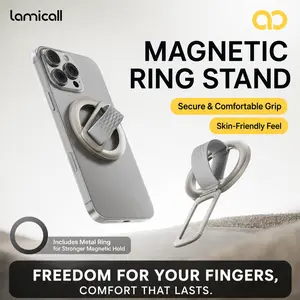 Lamicall MagSafe Magnetic Cellphone Grip Holder - Soft Silicone Loop, Adjustable Zinc Alloy Vertical Ring Stand Kickstand, Stable Phone Holders Mount for iPhone 12-17 Series, Smartphones with Metal Ring