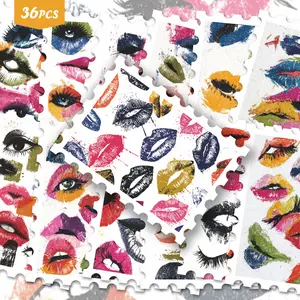 36pcs Trendy Beauty Graffiti Trendy Stickers Pack | Stylish Vinyl Decals with Colorful Lip & Eye Makeup Graphics | for Phone, Luggage & Decor | for Trend Fans & Edgy Vibe Enthusiasts