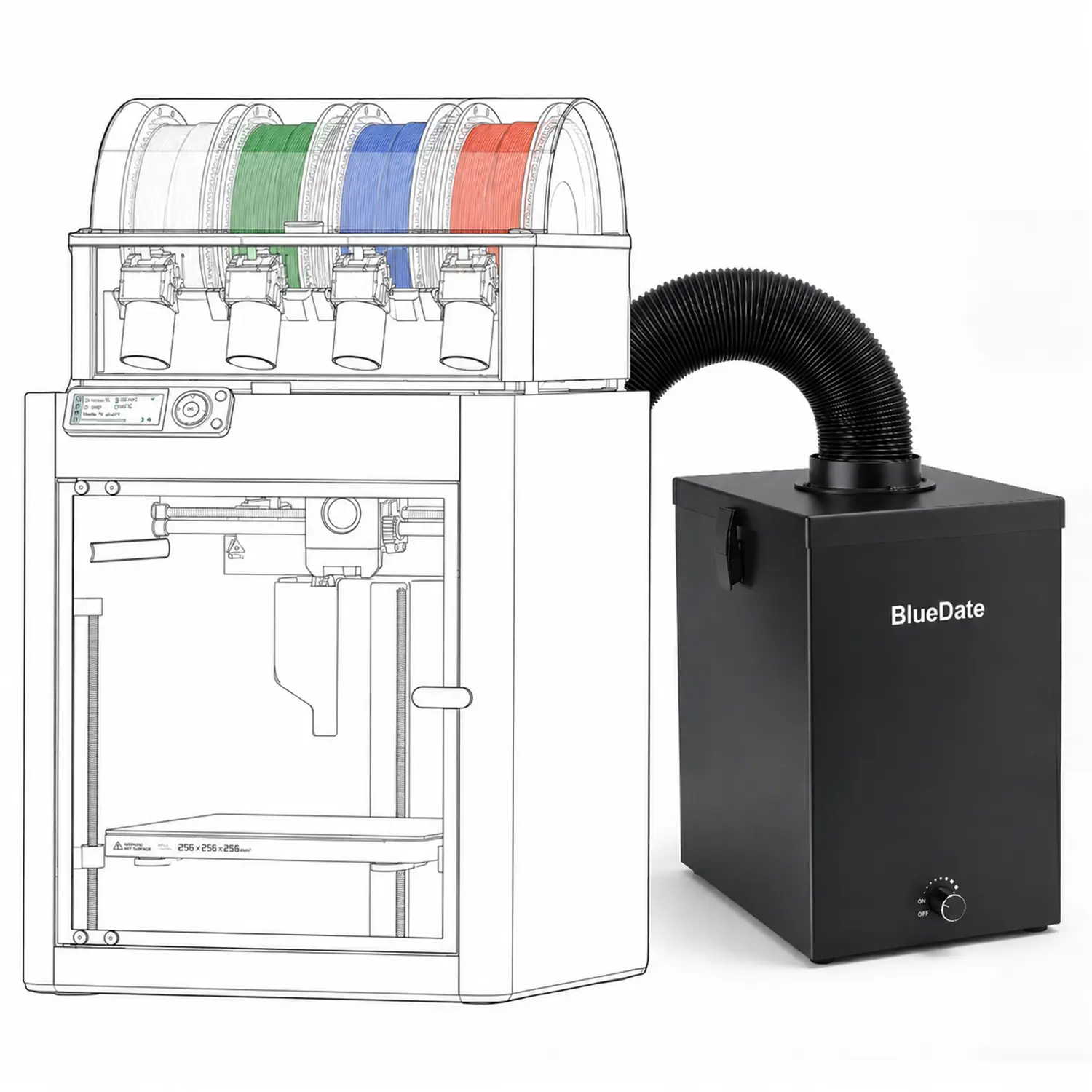 3D printer Air Purifier Compatible with Bambu Lab(X1C/X1E/P1S/P1P/H2D/H2C/H2D Pro) and ELEGOO (Centauri Carbon and 2 Series), Fume & Odor Extractor for 3D Printers,Carbon+HEPA filter