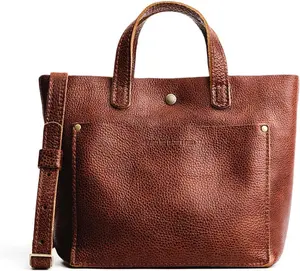 Portland Leather Goods Mini Snap Crossbody Tote Bag for Women – Handmade, Snap Closure, Durable & Unlined – Outside Pocket | Snap