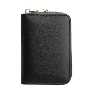 18 Slot RFID Card Holder PU Leather Zipper Wallet for Men Women Large Capacity Anti Demagnetization ID Holder for Credit Cards Unisex Design Secure Closure Slim