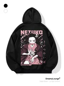 Demon Slayer Nezuko Blood Demon Print Loose Hoodie, Casual Fitted Sweatshirt, Graphic Hoodies for Home Wear, Daily Wear, Graphic Pattern
