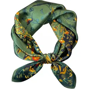 100% Mulberry Silk Square Scarf for Hair-25.6" X25.6'' Women Men Natural Silk Neckerchief Digital Printed Headscarf