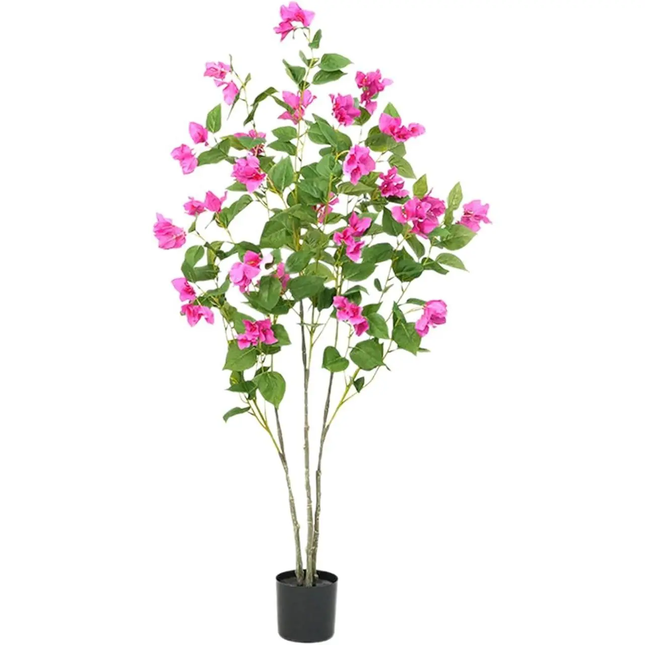 4 Foot Bougainvillea Tree Decoration, 120cm Artificial Plants with Real Touch, Large Artificial Plant in Pot with Flexible Branches and Stems as Decoration for Balloon Bedroom Office Garden
