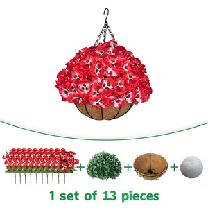 Multi-Color Realistic Three-Tone Viola Hanging Basket Bouquet, Eco-Friendly Plastic Material, Sun-Resistant Rainproof, Easy Clean, Outdoor/indoor Decor