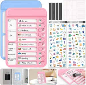 2 count Dry Erase Chore Chart for ,  Checklist Board, My Chores Slider Chart  Board, Routine Chart Schedule Board Task  for Home Refrigerator, Wall, Desk (Blue & Pink)