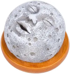 ZORZA 1Pcs Cute Moon Incense Burner Unique Moon Face Incense Holder Cone Coil Incense Burner Funny Home Decor and Aromatherapy Waterfall Effect for Meditation Relaxation
