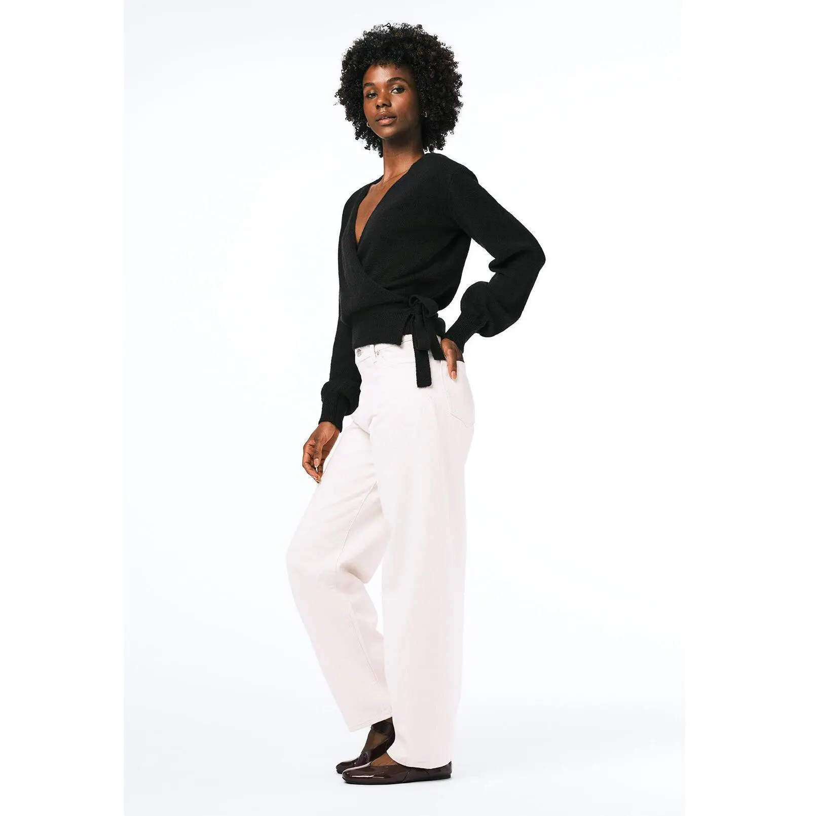 Jadis Women's Wrap Front Sweater, Black - SW0099