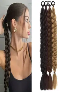 Long Twisted Braided Ponytail Hairstyle, 24-Inch Woven Hair Accessory, Durable Daily Use, Fashionable Design, Suitable for All Occasions