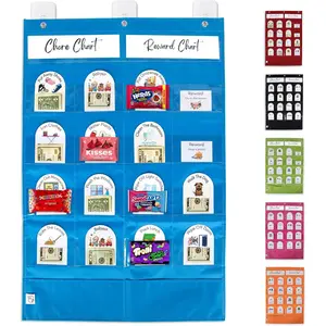 Chore/Reward Chart for , 30"x20" Large 20 Reward Cards,  Customizable 66 Chore Chart, Chore Charts for Multiple , Moey Chart, Self Motivatig, Behavioral Chart, - Blue