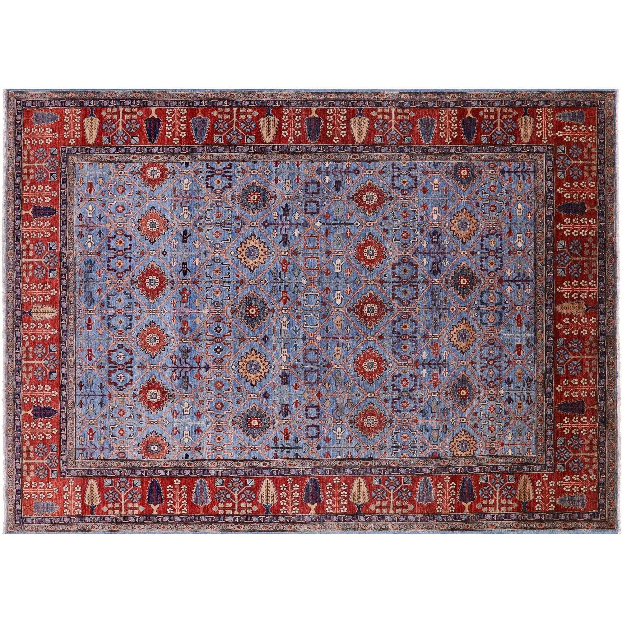 SUPER SALE Blue 9' 0" X 12' 7" Persian Fine Serapi Hand-Knotted Rug - Q5110