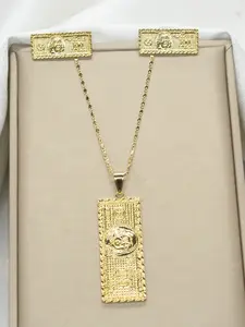 Fashion Hip Hop Dollar Pendant Earrings Necklace Jewelry Set, Retro Street Style Unisex Accessories for All Occasions, Perfect Gift for Valentine's Day and Birthdays, Fashionable Jewelry Set