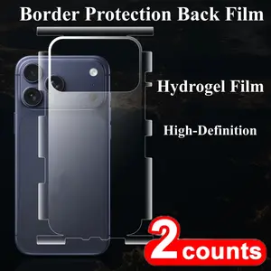 Two-Pack Edge Protection HD Back Protector Film for iPhone 17 Pro Max, Full Coverage Hydrogel Soft Case Cover, Compatible with iPhone Air 15/16 Pro Max