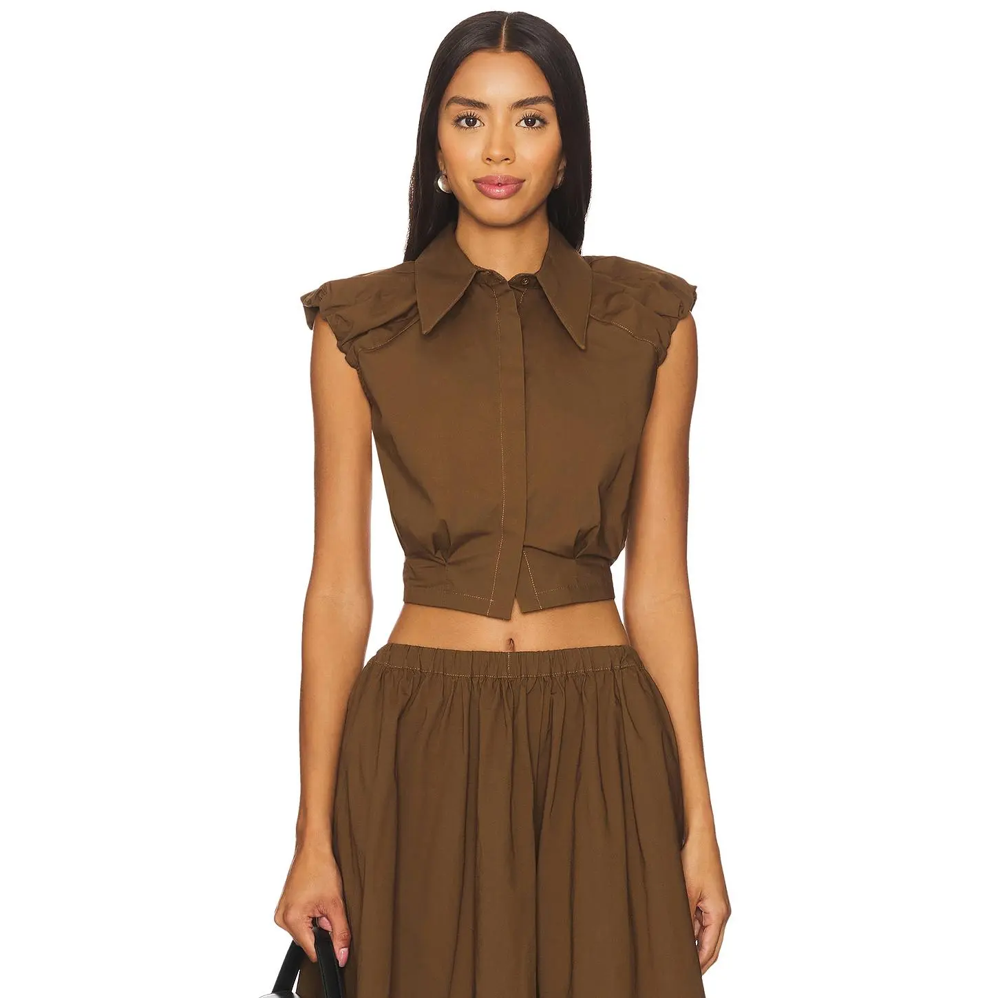 Camila Coelho Gurina Top in Dark Brown