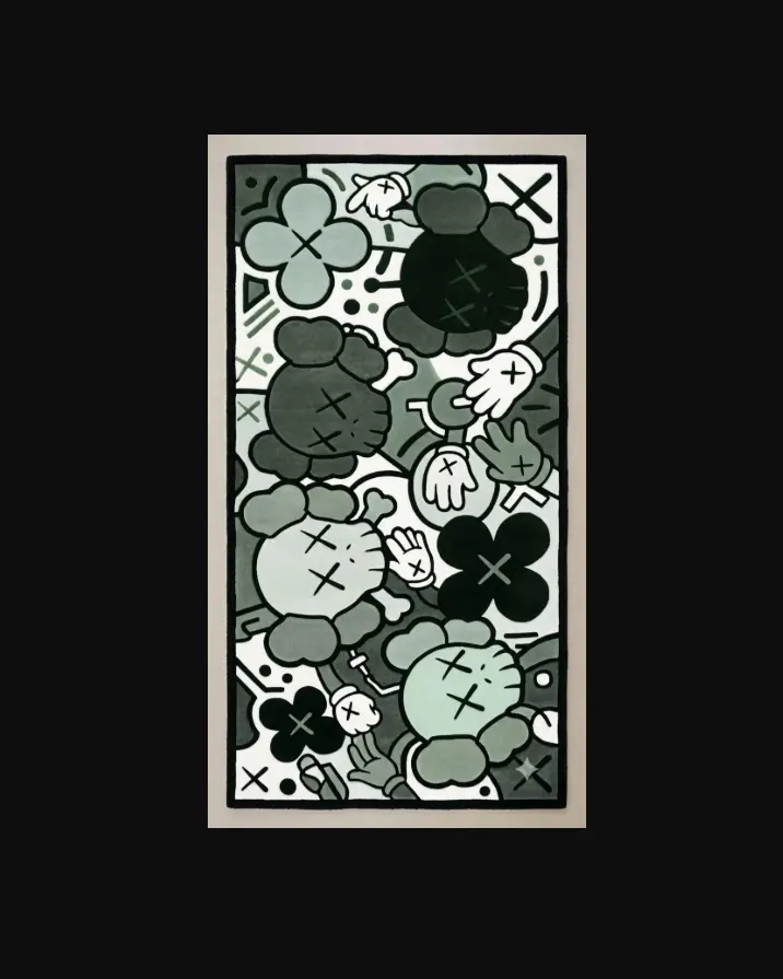 Modern Street Art Wool Rug Green Hand Tufted Area Rug Contemporary Cartoon Graphic Floor Rug