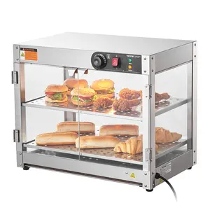 VEVOR 2-Tier Commercial Food Warmer Display,  800W Food Display Warmer with Light to Enhance Food Display, 86℉~185℉ Temperature Control, 58L Large Capacity for Hamburger, Pizza, Bread, Fried Chicken