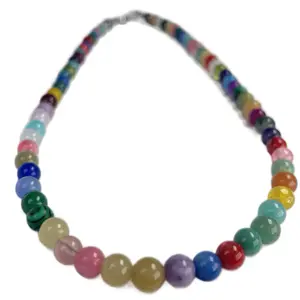 Natural Crystal Necklace - Various mixed crystals, randomly selected, flexible bead stringing wire, approximately 18"